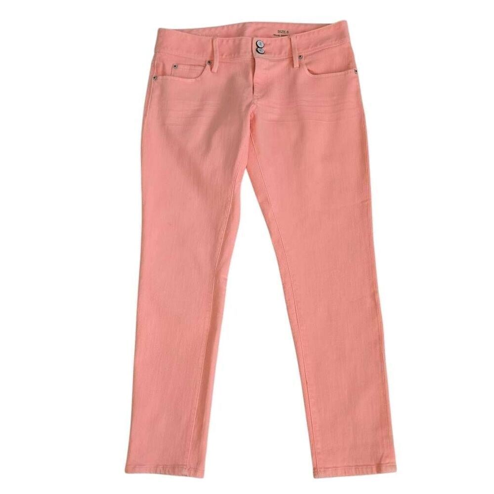 Lilly Pulitzer Womens Worth Skinny Mini Low Rise Crop Jeans Peachy Pink Size 6